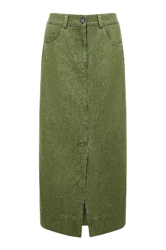 GRACE SKIRT - Green Wash linen skirt natural