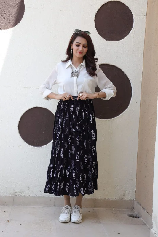 Handblock skirt velvet skirt rich