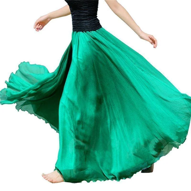 5 Sizes, XS-XL, 18 colors, High Waist Long Chiffon Skirt with  Ruffles Hem lace skirt delicate