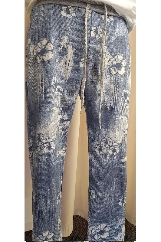 Italian Stretch Pants Pansy Lt Denim Formal Wide-Leg Pants