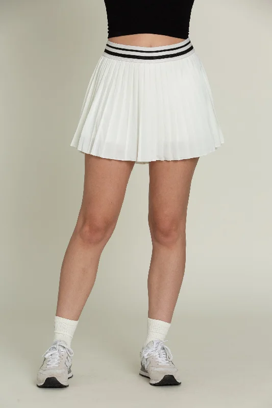 Ivory Striped Tennis Skirt velvet skirt glossy