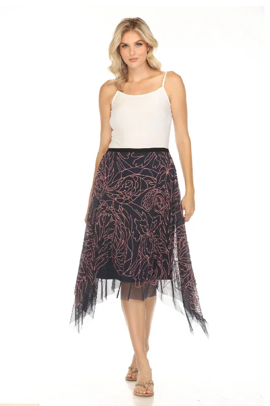 Johnny Was Jade Blue Lulu Sereina Handkerchief Mesh Midi Skirt L77524 athletic skirt fit
