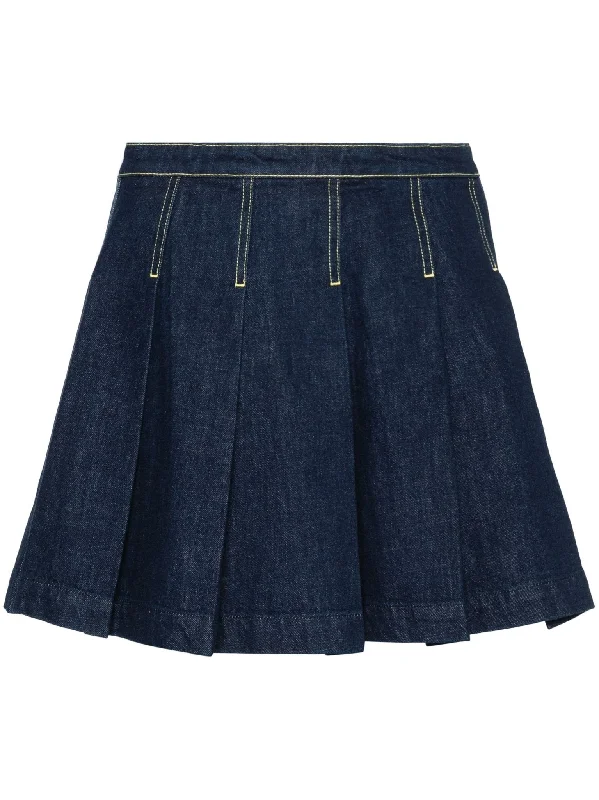 pleated denim mini skirt linen skirt light