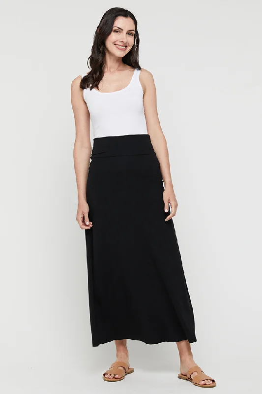 Lana Long Skirt - Black denim skirt durable