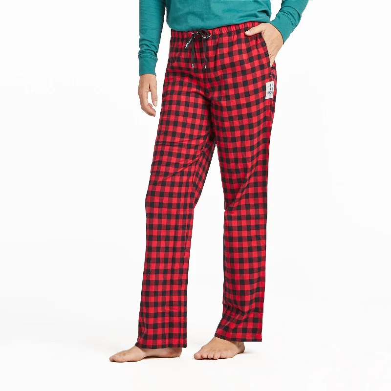 Life is Good Women's Buffalo Check Pattern Classic Sleep Pants, Positive Red Chic Slim Fit Pants Life is Good Women's Buffalo Check Pattern Classic Sleep Pants, Positive Red Chic Slim Fit Pants