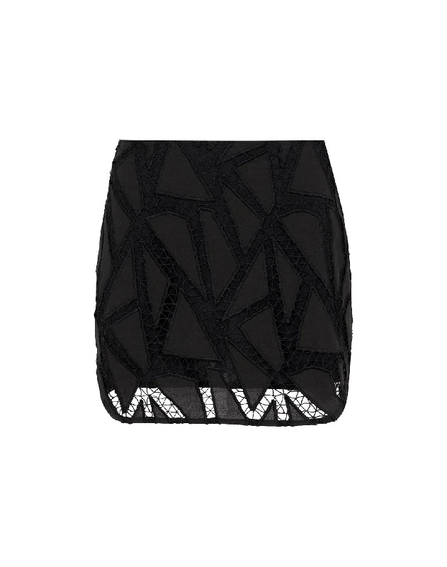 Luna Mini Skirt - Black silk skirt luxurious