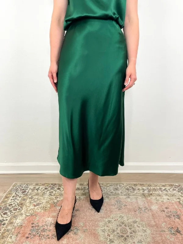 Mare Skirt in Forest Silk Charmeuse denim skirt casual