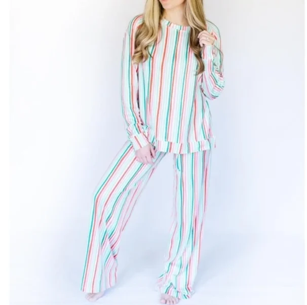 MARY SQUARE ANNIE CANDY CANE PANTS SET Sleek Black Pants
