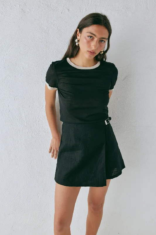 Matteo Linen Skort Black lightweight skirt design