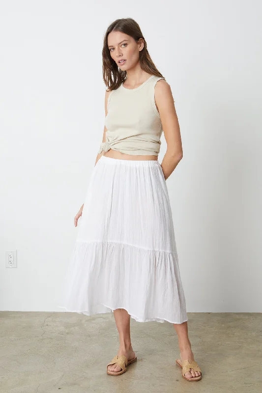 MCKENNA COTTON GAUZE TIERED SKIRT leather skirt sleek