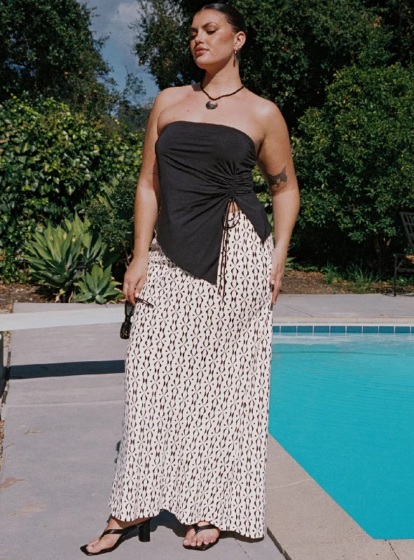 Mercer Linen Blend Maxi Skirt Black / White Curve cashmere skirt soft
