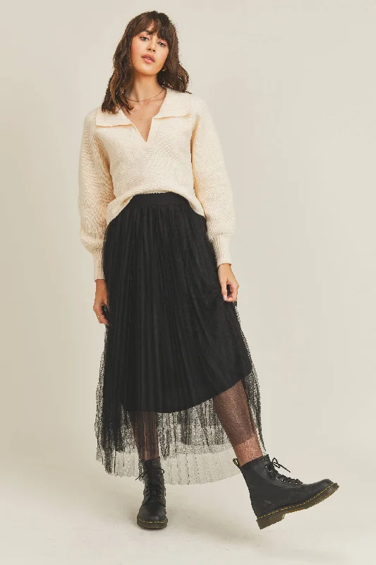 Mesh A Line Tulle Midi Skirt seamless skirt comfort