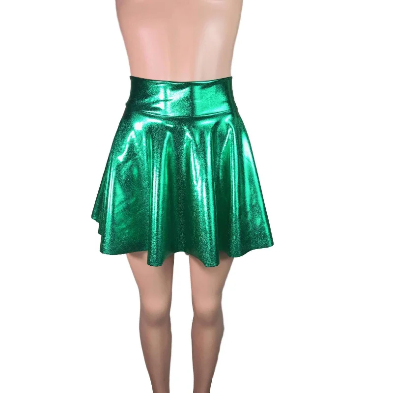 Skater Skirt - Green Metallic midi skirt versatile