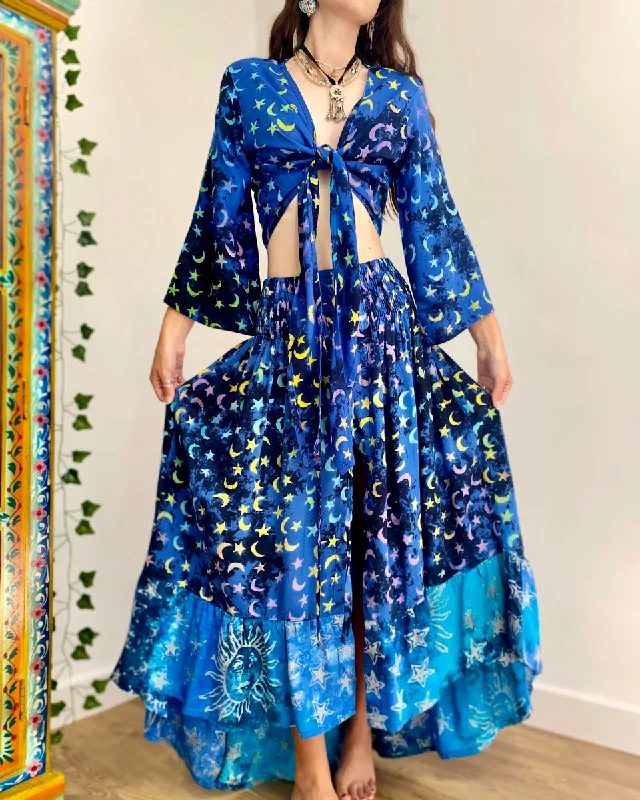 Midnight Moon Tiered Maxi Skirt linen skirt airy