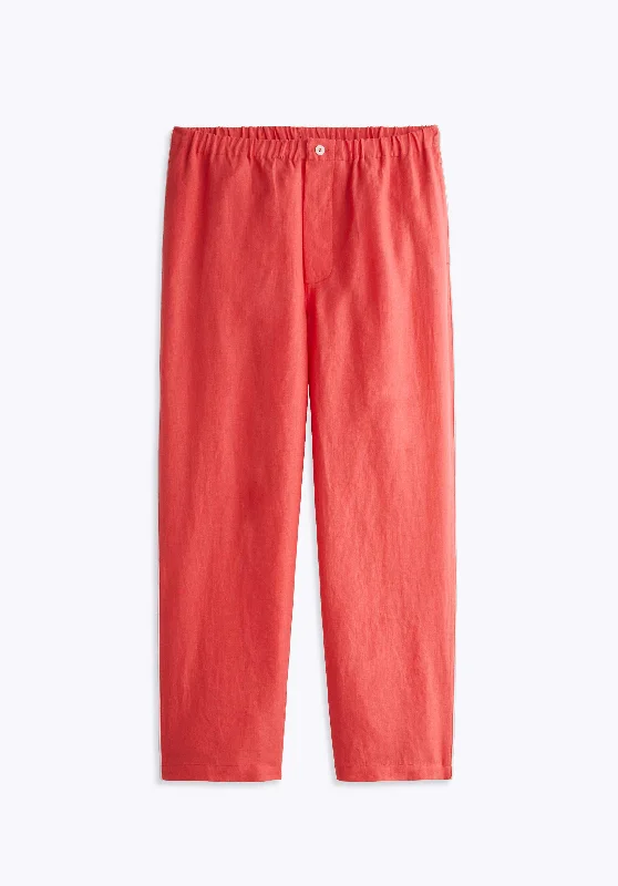 Milton Pajama Pant in Washed Red Linen Lightweight Linen Pants