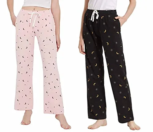 MNOP Women's Premium Cotton Pyjama Pant With Pockets Casual Skinny Fit Pants