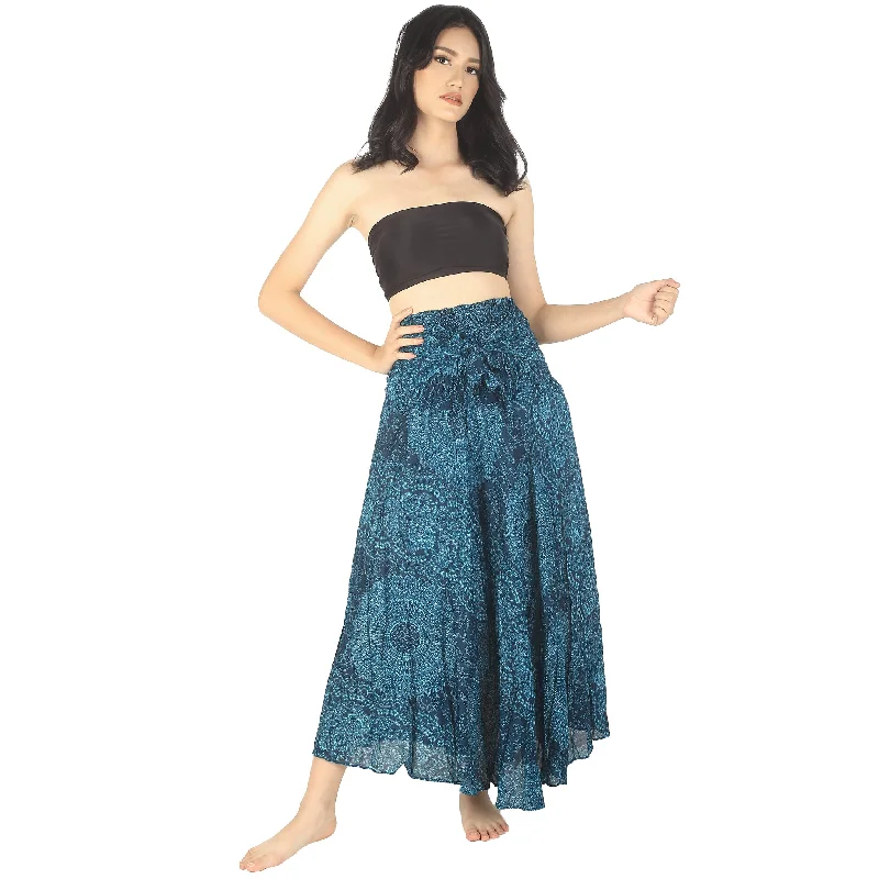 Monotone Mandala Women's Bohemian Skirt in Ocean Blue SK0033 020031 06 leather skirt sleek