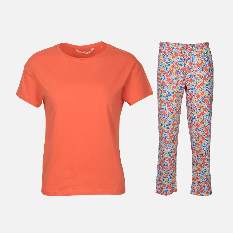 LADIES COTTON SLEEPWEAR SET (TEE AND PANTS) Comfy Zip-Up Pants
