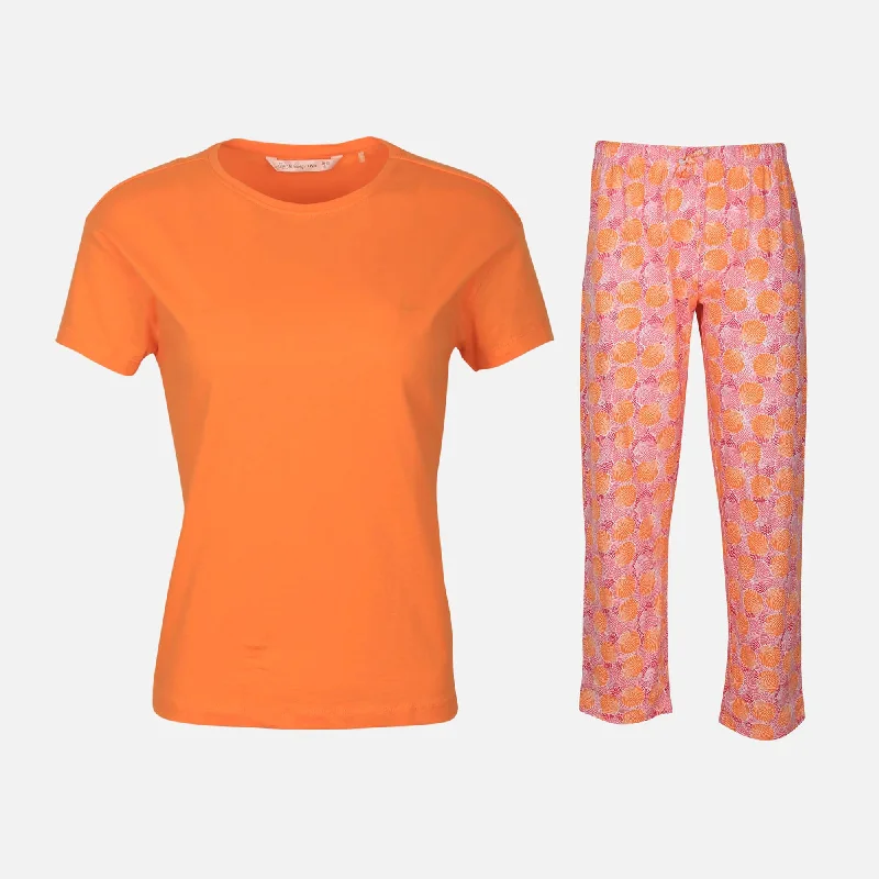 LADIES COTTON SLEEPWEAR SET (TEE AND PANTS) Comfortable Wide-Leg Pants