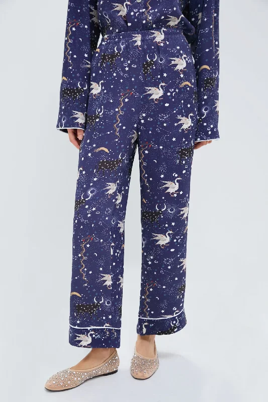Navy Mystic Printed Pastelle Oversized Pants Comfortable Maternity Pants