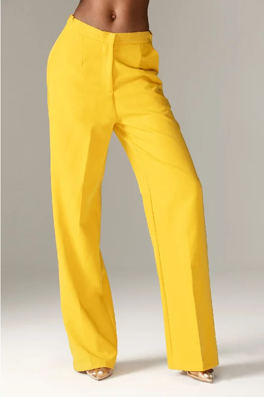 Niaz High Waist Wide Leg Pants (Yellow) Soft Stretch Leggings