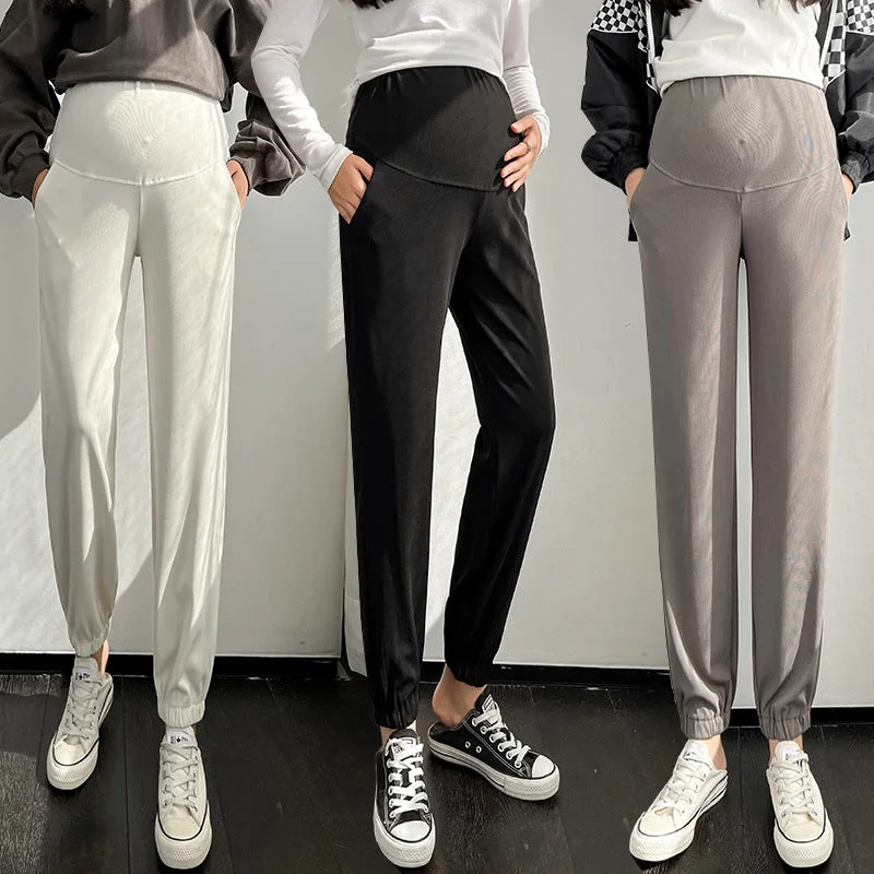 NiDELL Maternity Pants . Spring/Summer Ankle Banded Pants Loose Maternity Pants Slimming outside Wear Casual Pants for Pregnant Women Classic Stretch Pants