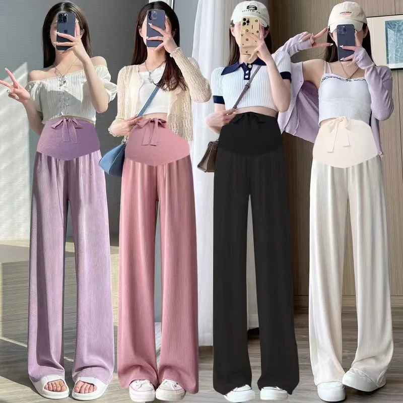 NiDELL: Pregnant Women’s Wide Leg Long pants for Summer Soft Stretch Pants