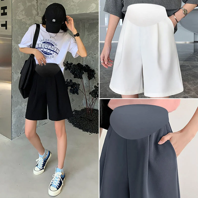 NiDELL Maternity Pants . Summer New Suit Pants Fifth Pants Shorts Belly Support Maternity Wide Leg Pants Trendy Wide-Legged Trousers
