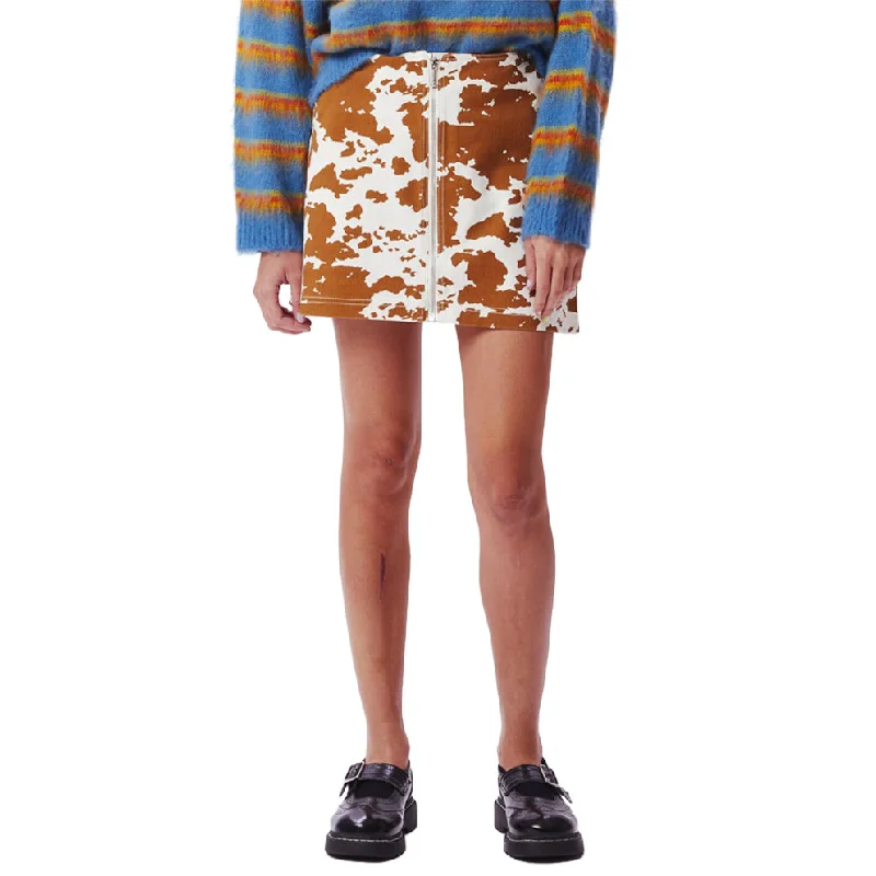 OBEY STRAGGLER MINI SKIRT // COW PRINT leather skirt sleek