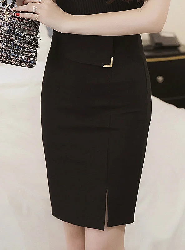 Office Skirt Faldas Women Sexy Elastic High Waist Pencil Skirt leather skirt durable