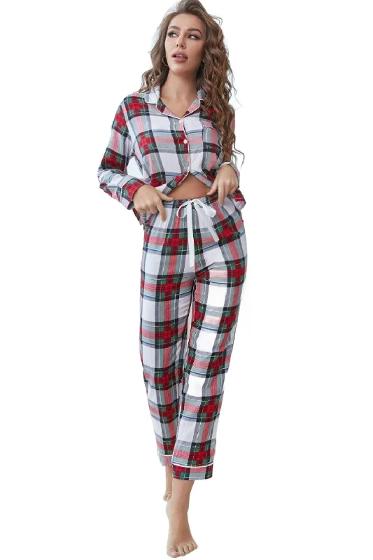 Plaid Top and Pants Set Casual Yoga Pants