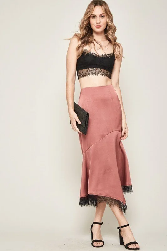 A Solid Woven Midi Skirt wool skirt breathable