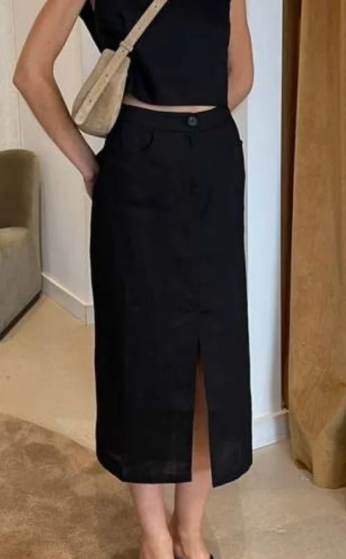 Raleigh Linen Midi Skirt lace skirt romantic