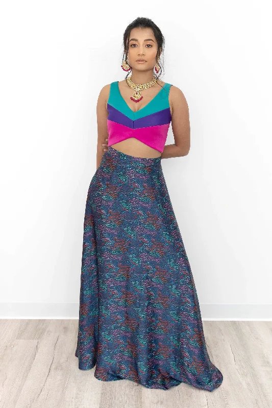 RESSA Wild Print Lehenga Skirt linen skirt airy