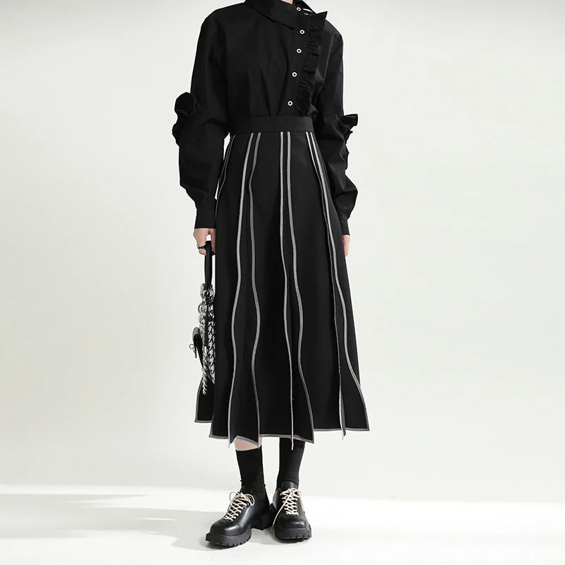 Retro Irregular Wave Skirt cashmere skirt rich