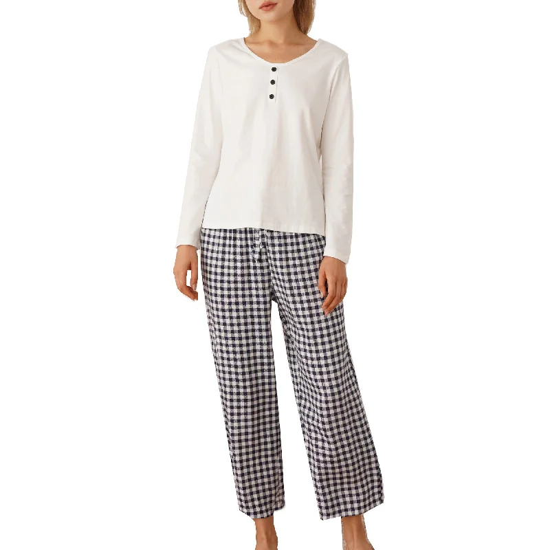 RH Women's Pajamas Sets Long Sleeve with Striped Pants Sleepwear Pj Set RHW4023 Fashionable Button-Up Pants RH Women's Pajamas Sets Long Sleeve with Striped Pants Sleepwear Pj Set RHW4023 Fashionable Button-Up Pants