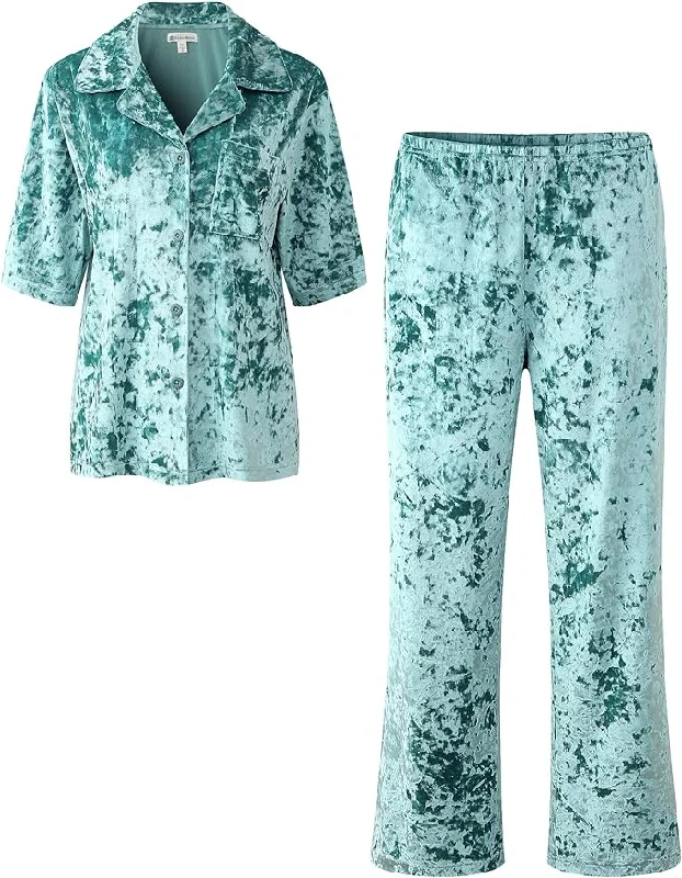 Richie House Women's Velvet Pajama Set Soft Pjs with Pockets Top and Leg Pants Lounge S-3XL RHW4095 Relaxed Casual Leggings Richie House Women's Velvet Pajama Set Soft Pjs with Pockets Top and Leg Pants Lounge S-3XL RHW4095 Relaxed Casual Leggings