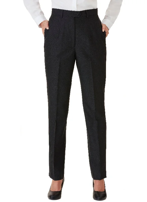 ROBINVALE FLAT FRONT PANT - CHARCOAL High-Waist Trousers