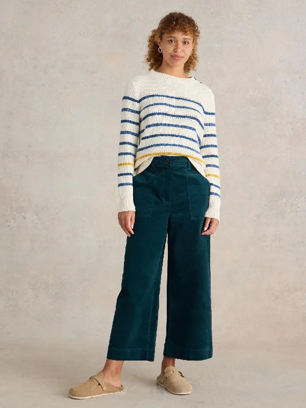 Romy Cord Cullotte Pant by White Stuff in Dark Teal Classic Bootcut Trousers