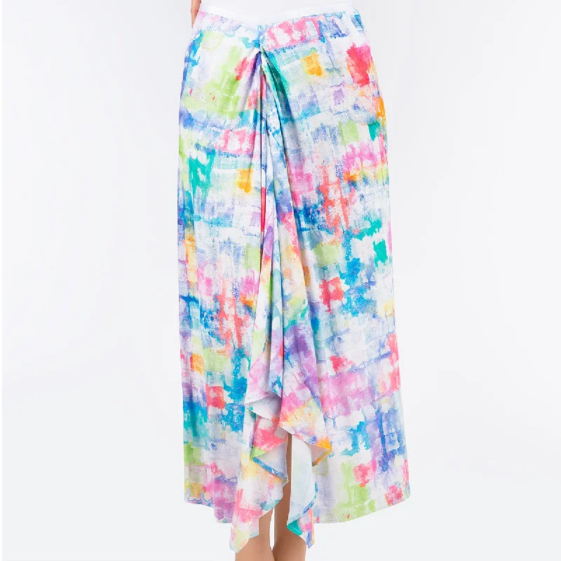 Ruched Midi Skirt in Lumiere Blocks wrap skirt elegant