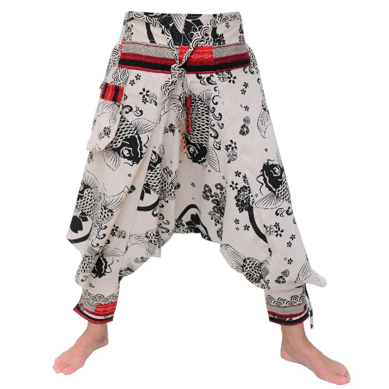 Samurai Pants Harem Pants Ninja Pants Men Women Beige Sleek Black Pants