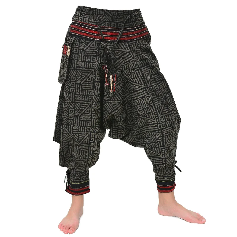 Samurai Pants Harem Pants Ninja Pants Men Women Black Gray Relaxed Casual Leggings
