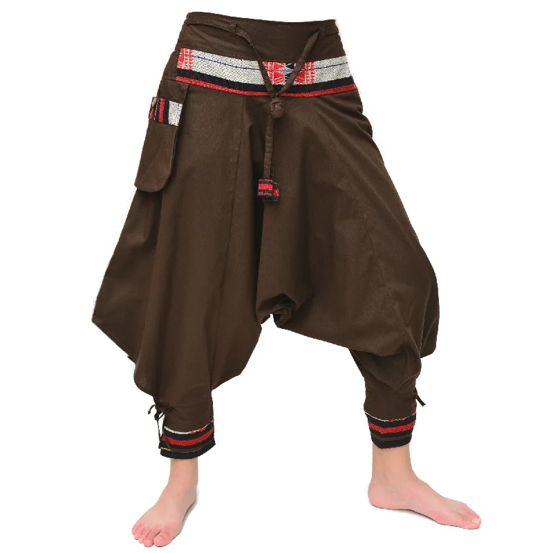 Samurai Pants Harem Pants Ninja Pants Men Women Brown Soft Wool Pants