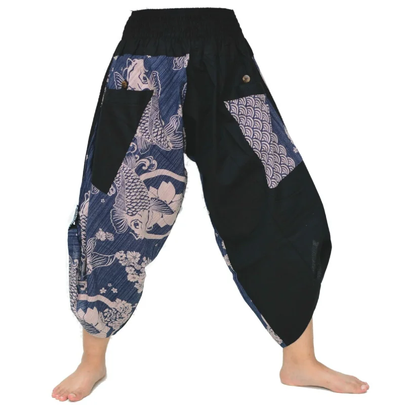 Samurai Pants Ninja Pants Yoga Pants Men Women Black Blue Soft Sweatpants Style