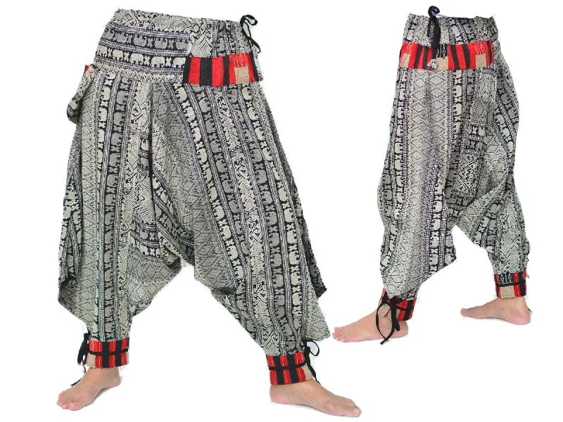 Samurai Style Harem Pants Men Women Black Grey Formal Stretch Pants