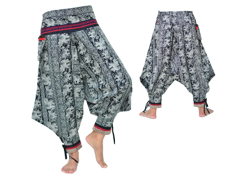 Samurai Style Harem Pants Men Women Black Grey Trendy Wide-Legged Trousers