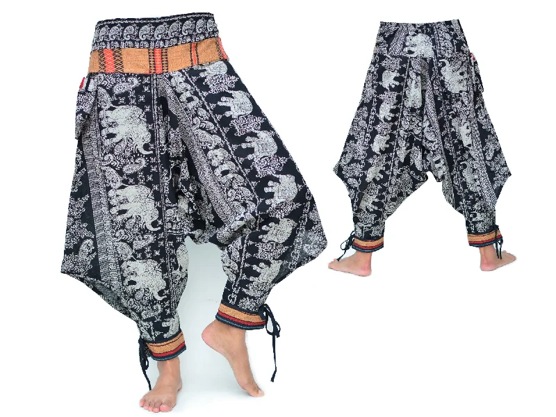 Samurai Style Harem Pants Men Women Black Grey Cozy Fitted Pants