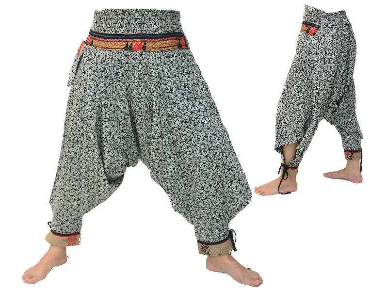 Samurai Style Harem Pants Men Women Black Grey High-Waist Trousers