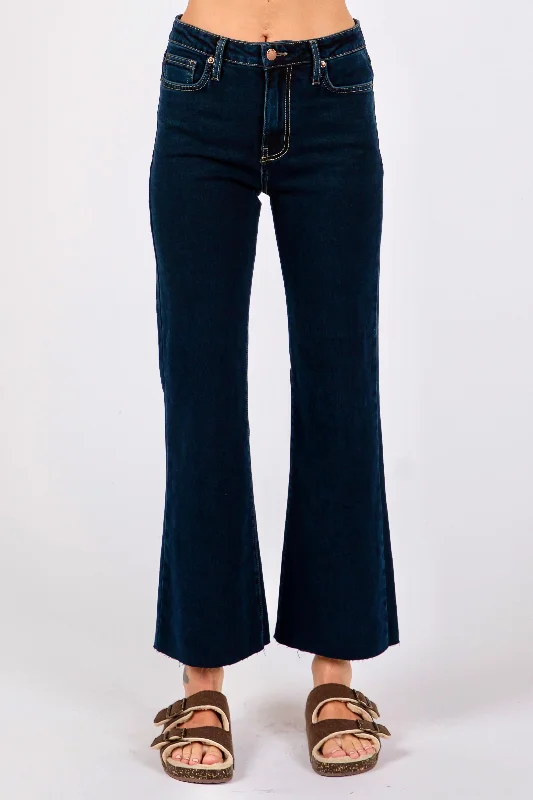 Sicily Scissor Cut Hem Pants by Letter to Juliet in Indigo Cozy Full-Length Pants