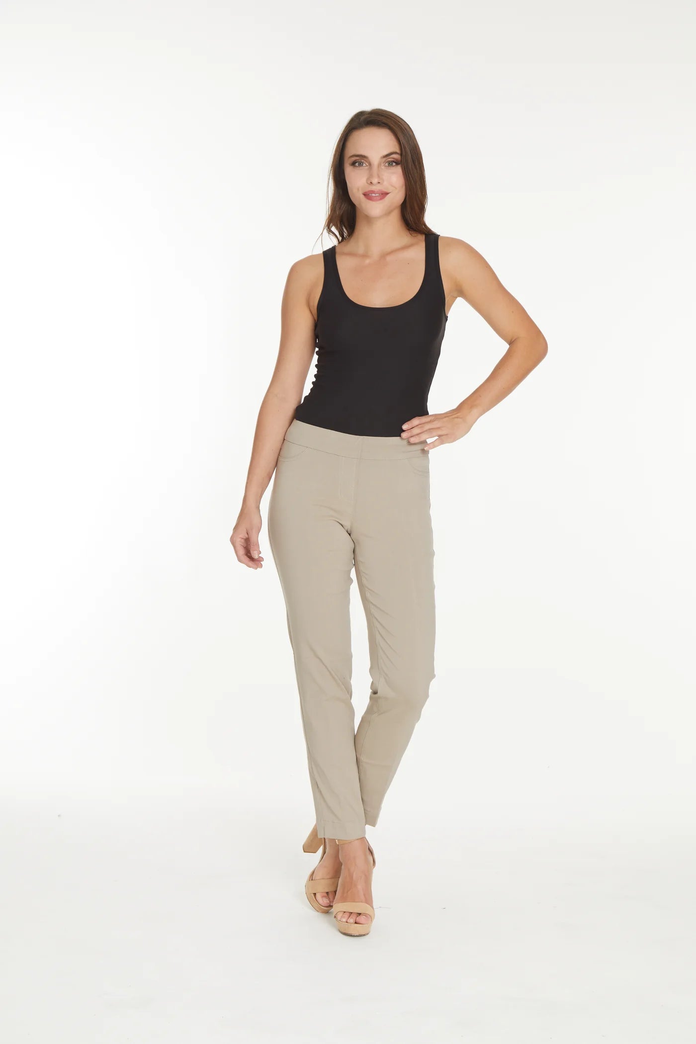 Slimsation ANKLE Women's Wide Band Pull On Pant with Tummy Control (M2623P)- STONE Modern Bootcut Pants Slimsation ANKLE Women's Wide Band Pull On Pant with Tummy Control (M2623P)- STONE Modern Bootcut Pants